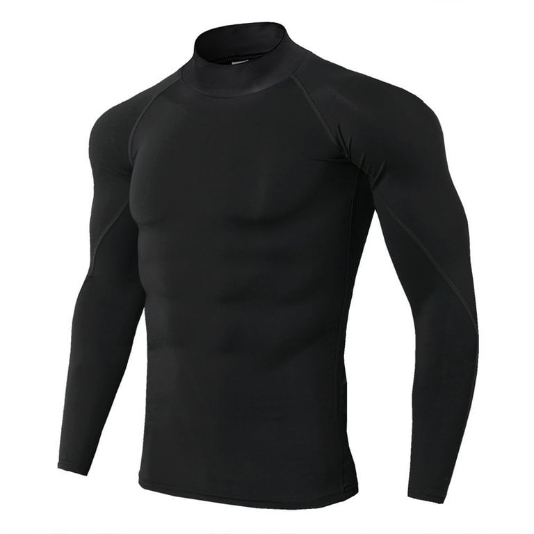 Mens Mock Turtleneck Compression high neck fitness Shirt