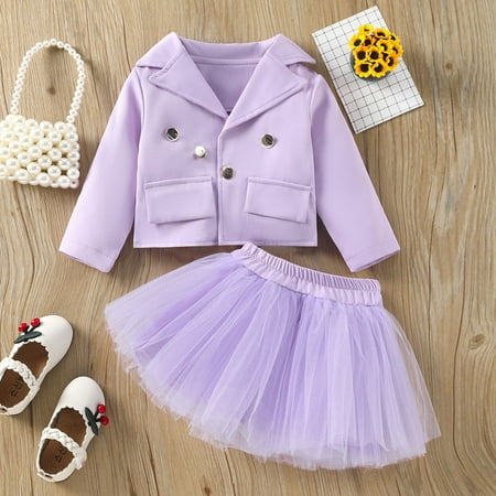 

Cathalem Toddler Checke Pants Toddler Girls Long Sleeve Turn Down Collar Solid Tops Coat Tulle Junior Outfits for Teen Girls Childrenscostume Purple 18-24 Months