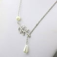 thumbnail image 5 of Besufy 1pcs Woman White Pearl Droplet Thread Necklace-Hollow Branch Pendent-Silver Tone, 5 of 6