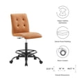 thumbnail image 2 of Modway Prim Metal and Vegan Leather Armless Drafting Chair in Black/Tan, 2 of 9