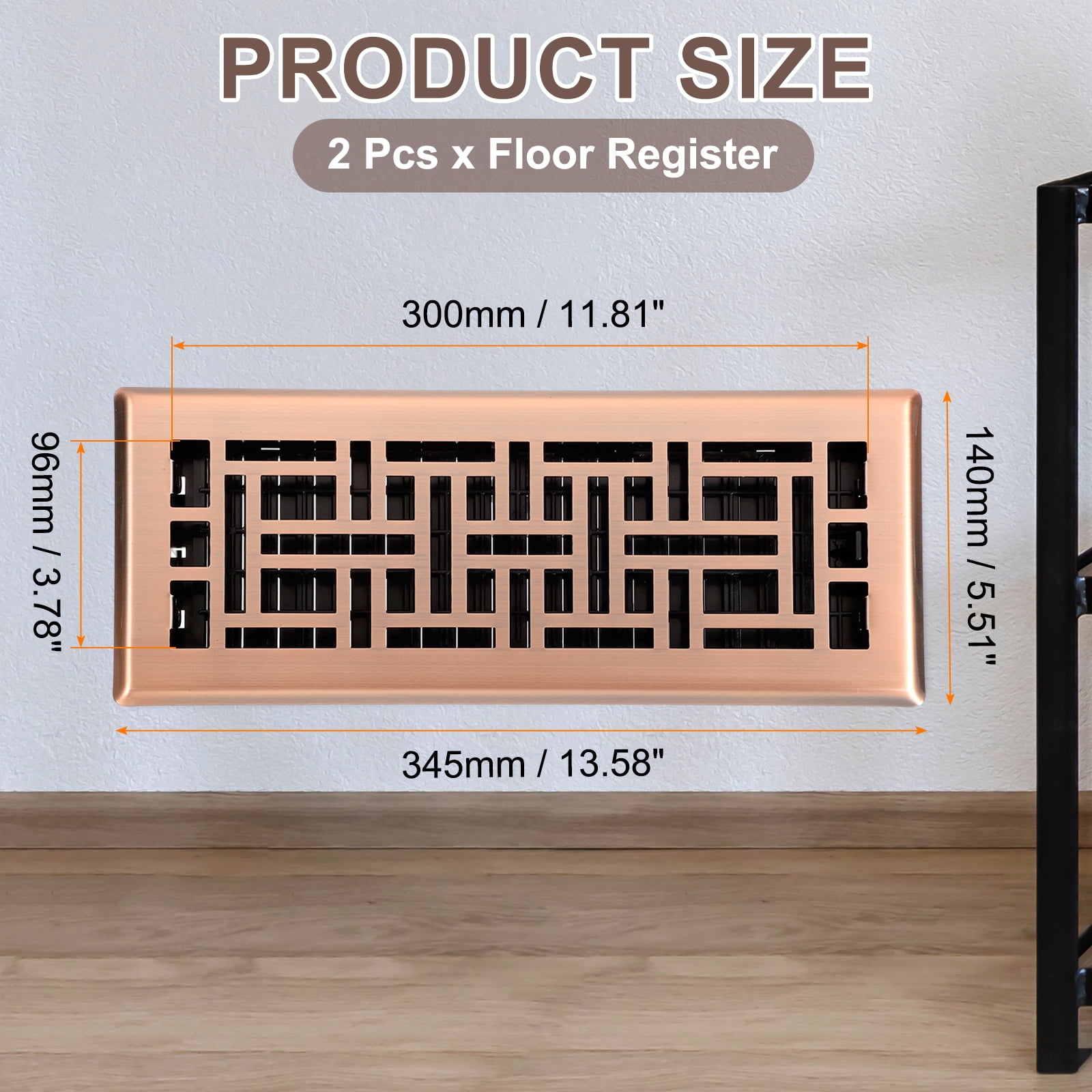 2Pack 4"x12" Floor Register, Heavy Duty Adjustable Floor Vents, Oil Rubbed Bronze