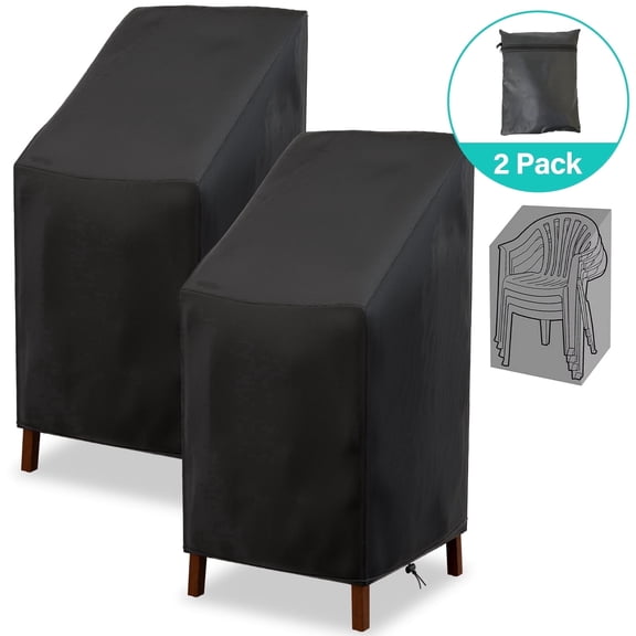 Outdoor Chair Cover, 2 Pack Large Patio Chair Covers for High-Back Chiar/Stackable Chairs, Waterproof Patio Furniture Covers, 25" L x 25" W x 47"H