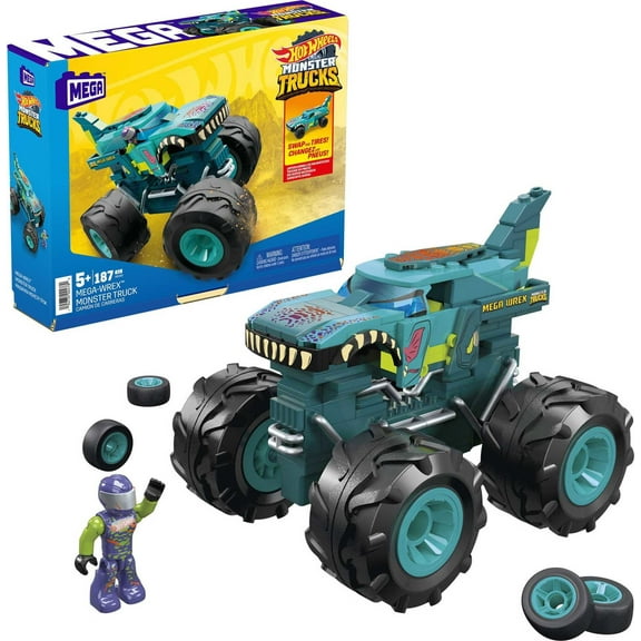 MEGA Hot Wheels Mega-Wrex Monster Truck Building Set with 1 Figure (187 Pieces)