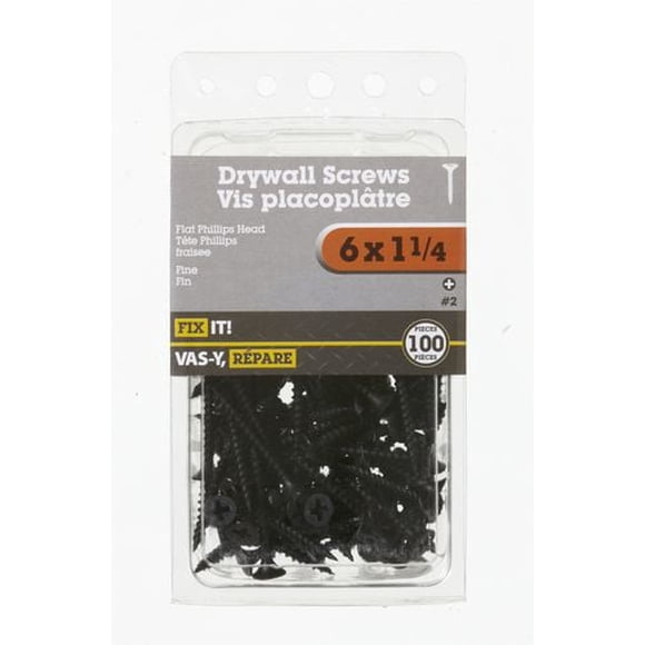 6x1-1/4" Fine Thread Drywall Screws 100 Pieces