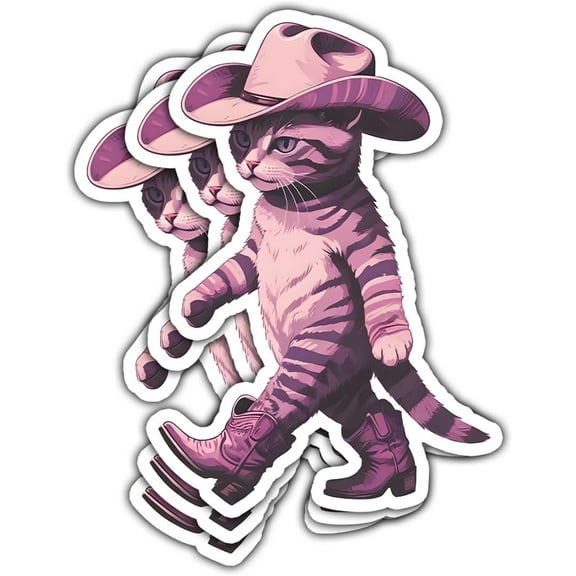 Cowboy Cat Sticker, Black Cat Sticker, Cool Cat Sticker, Cat Cowboy Sticker, Sticker Die-Cut Waterproof Vinyl Sticker for Laptop Water Bottle Phone Window Helmet (3x3inch)