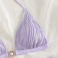 thumbnail image 5 of Gibobby Trajes de Baño para Mujer Bikini de cintura alta para mujer, conjunto de Bikini de cuello con cordones de Color sólido, traje de baño, bragas, co(Morado,CH), 5 of 5