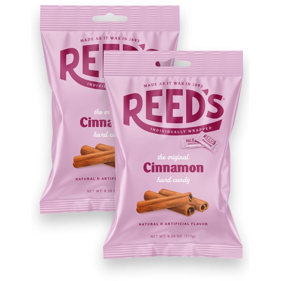 Reed’s Cinnamon Candy, 6.25oz Bag (Pack of 2) Individually Wrapped Cinnamon Hard Candy, The Hampton Candy Company