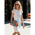 thumbnail image 3 of WANDF Clutch Purse for Women,Woven Dumpling Bag for Ladies,Knit Evening Bags Handbags (Blue Orange Striped), 3 of 8