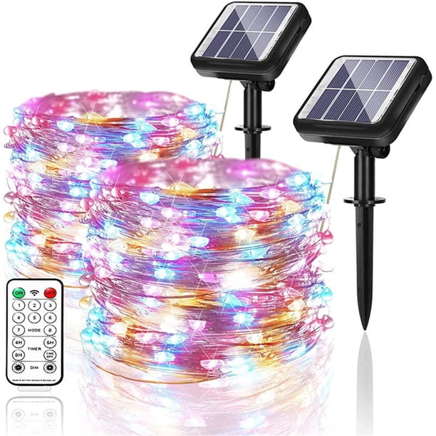 OCEST 2 Pack Outdoor Solar String Lights, 300 LED 98.5ft Solar Powered
