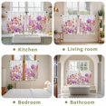 thumbnail image 6 of Pink Purple Spring Floral Tier Curtains, Summer Flower Botanical Light Filtering Kitchen Curtains, 2Pcs Rod Pocket Half Window Treatments Panels for Sink Cafe Cabinet Basement 27.5x45 Inches, 6 of 9