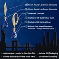 thumbnail image 2 of Gem Stone King 925 Silver and 10K Yellow Gold Blue Created Sapphire and Lab Grown Diamond Dangle Earrings for Women | 2.36 Cttw | Gemstone September Birthstone | Pear Shape 8X5MM, 2 of 6