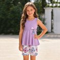 thumbnail image 2 of TOWED22 Infant Baby Girl 2 Piece Adorable Outfits Sleeveless Tee and Shorts Sweet Sets Summer Tank Top Clothing for Toddler Casual Elastic Waist Clothes(Purple,2-3 Y), 2 of 6