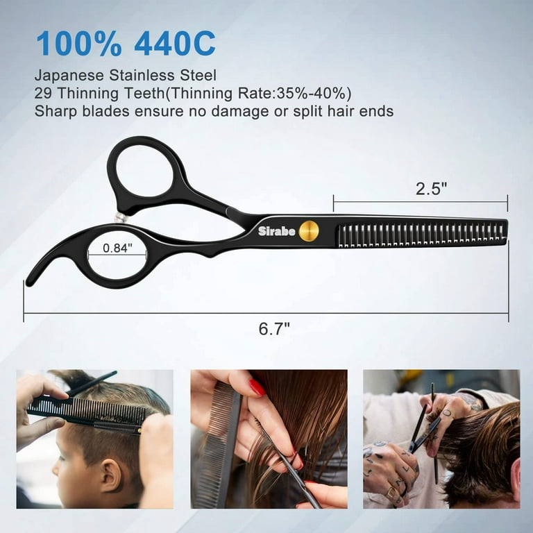 10pcs hair cutting scissors set, professional haircut scissors kit with  cutting scissors,thinning scissors, comb,cape, clips, black hairdressing  shears set for barber, salon, home 