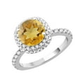 thumbnail image 2 of Sterling Silver with Natural Citrine and White Topaz Double Halo Ring, 2 of 3