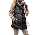 thumbnail image 2 of Liacowi Long Puffer Vest for Women Juniors Plus Size Zipper Down Jacket Lightweight Coat Casual Winter Drawstring Waist Padded Long Waistcoat, 2 of 9