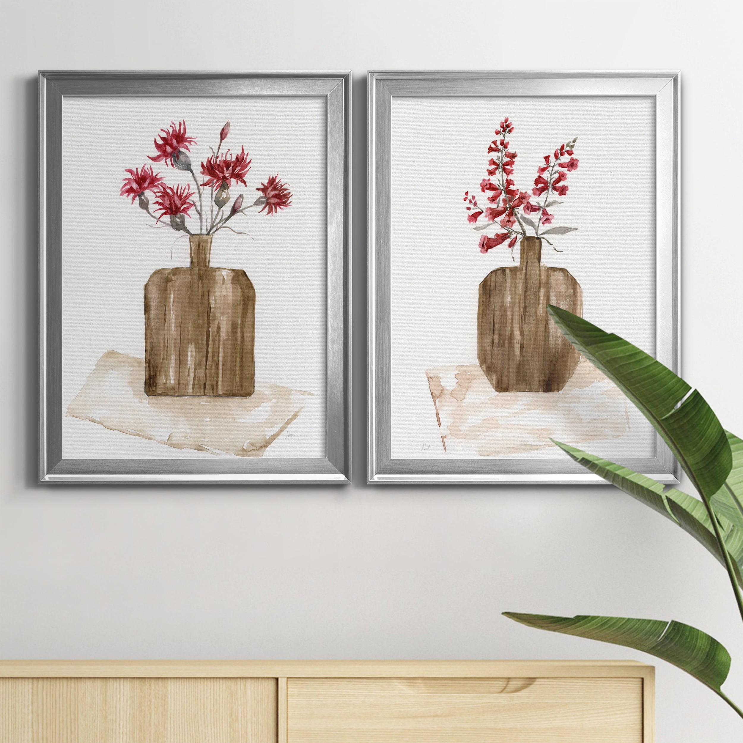 2 Piece Set Simply Country I Premium Framed Canvas - Ready to Hang - 18.5 x 24.5 Each - Silver Frame