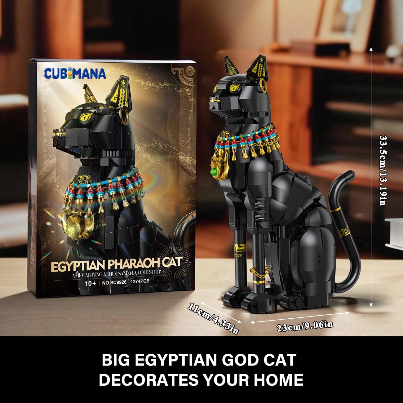 Cubimana Egyptian Pharaoh Cat Building Blocks Toy Home Decor for Kids and Adults (1274PCS)