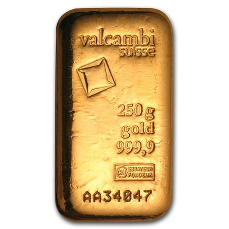 250 gram Gold Bar - Valcambi (Poured w/Assay)