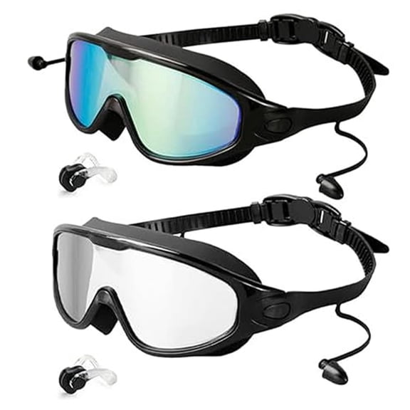 My Cool Summer Goggles Wide Angle Swim Goggles Anti Fog Leakproof Swimming Glasses with Soft Silicone Fit and Accessories