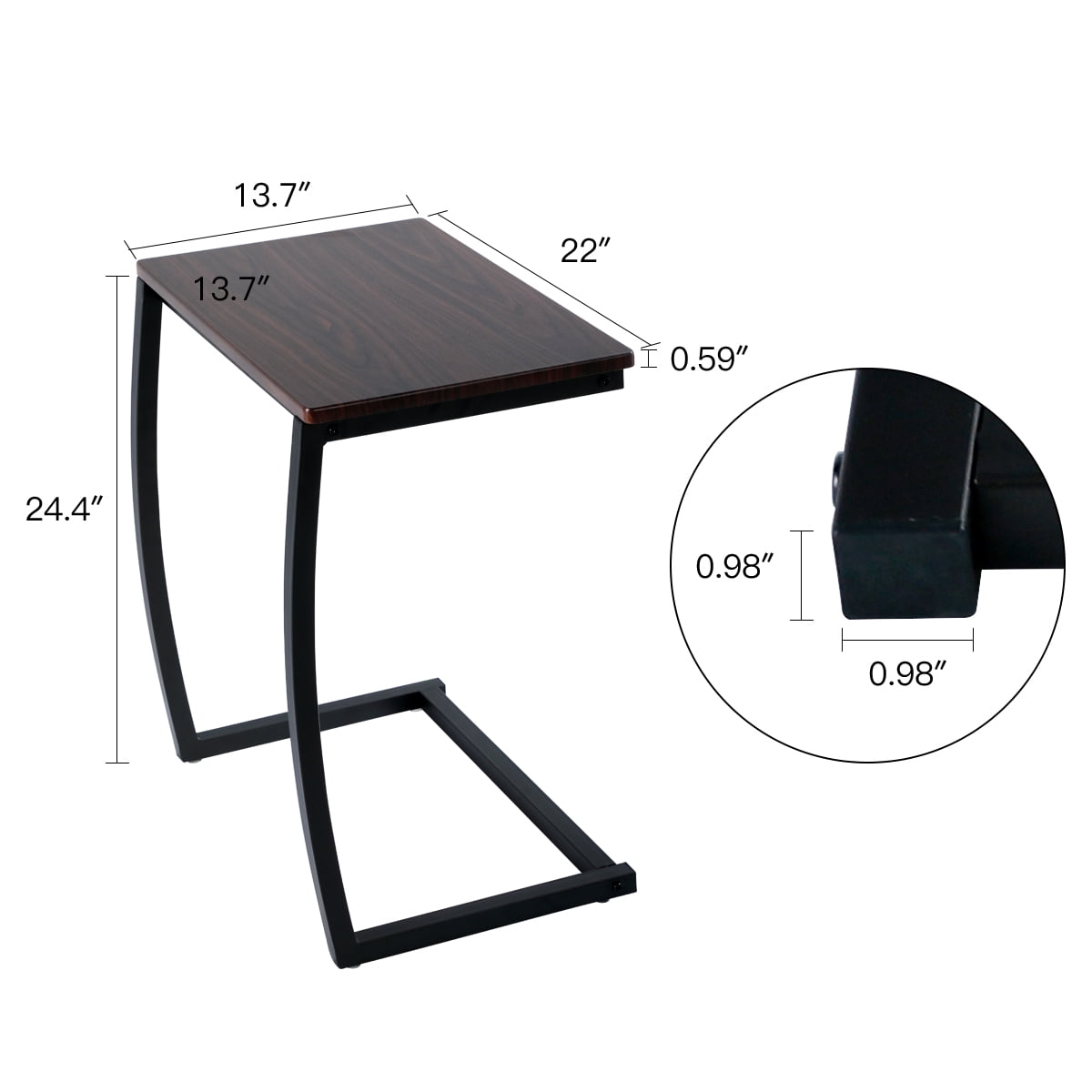 Lowestbest C Shape Accent Side End Table w/ Brown Desktop Lowestbest C Shape Accent Side End Table w/ Brown Desktop