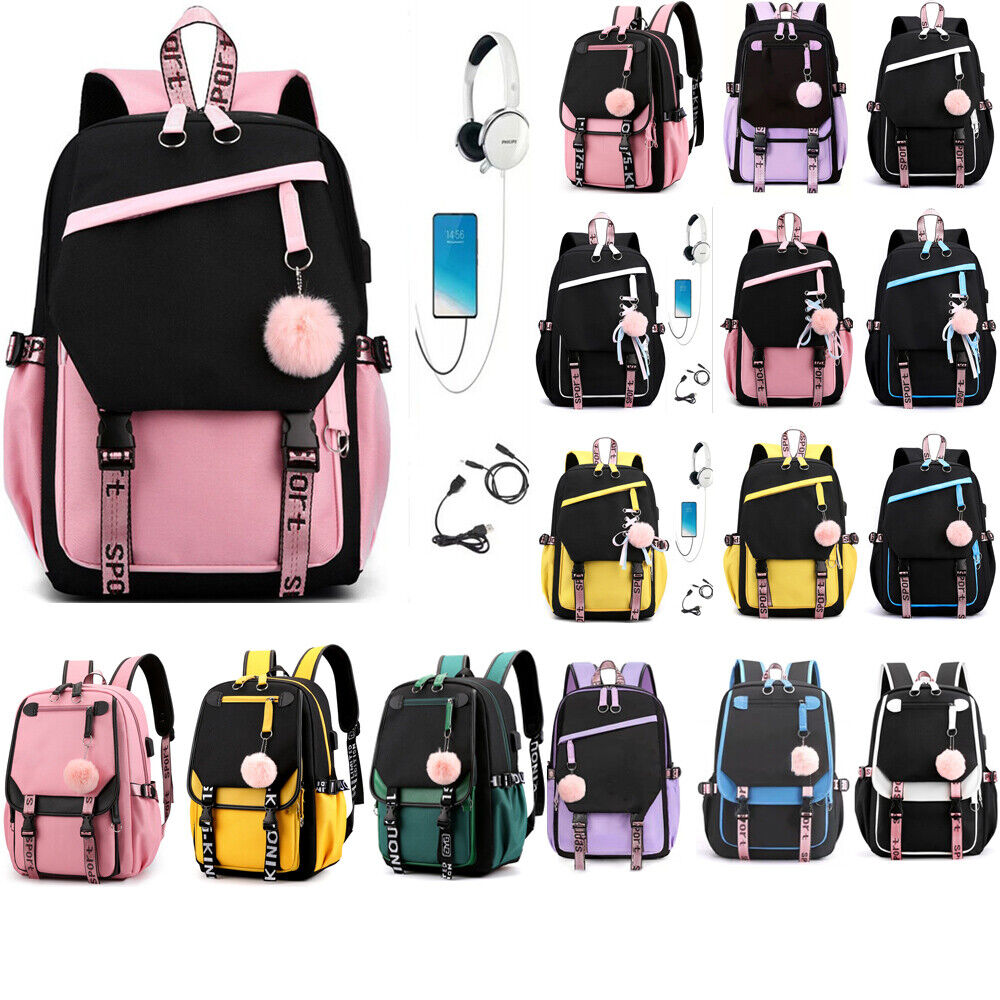 Mochila escolar con puerto USB de carga, para laptop, de viaje, de hombro, tipo rucksack 2