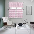thumbnail image 4 of Pink Striped Kitchen Curtains Sets for Windows 36 Inch Length, Farmhouse Vintage Stripes Rod Pocket Window Treatments Tier Curtains and Valances Set for Bedroom/Bathroom, 4 of 8