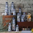 thumbnail image 2 of 5.51 Inches LED Seven Colors Iron Blue White tripe Wooden Lighthouse Nautical Themed Rooms Home Handmade Decoration Birthday Gifts, 2 of 8