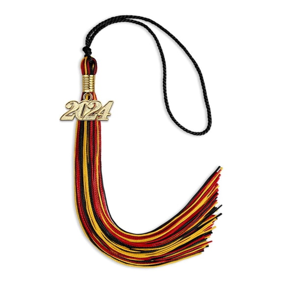 Endea Graduation Black/Red/Gold Mixed Color Graduation Tassel with Gold Date Drop