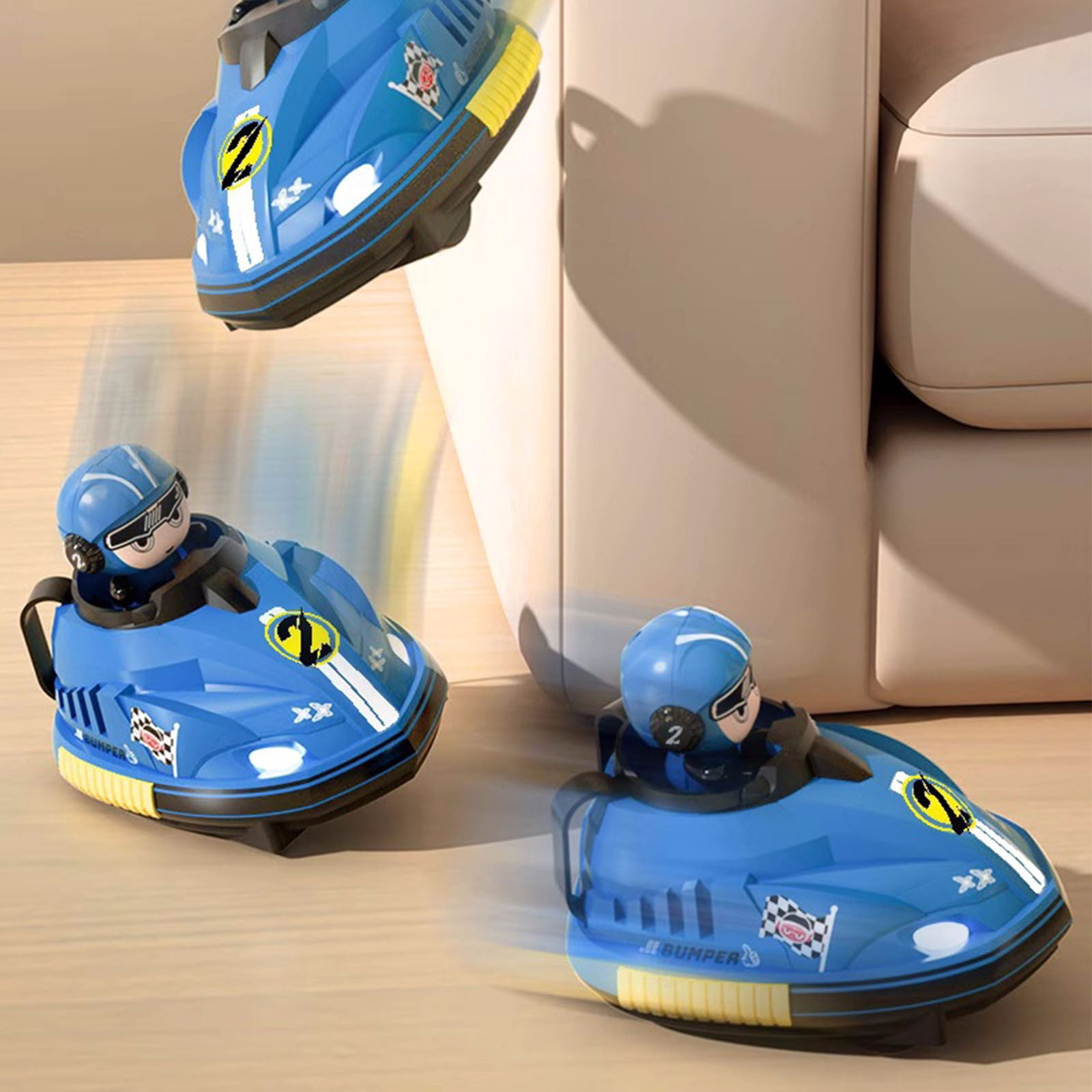 Cevemin 2 Pack Remote Control Bumper Cars - Interactive Family Game with Detachable Characters, ABS Plastic Body, Rechargeable Li-ion Battery & Rubber Tires for Indoor Racing Fun