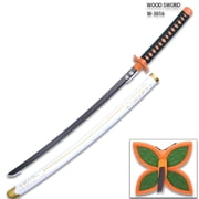 Demon Slayer: Kimetsu no Yaiba Shinobu Kocho Wood Katana Cosplay Sword Replica with Scabbard, 41 in