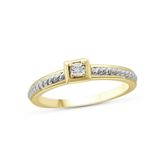 JewelersClub Diamond Rings for Women – Accent White Diamond Ring Jewelry– Two Tone Sterling Silver Bands for Women –– Ring by JewelersClub