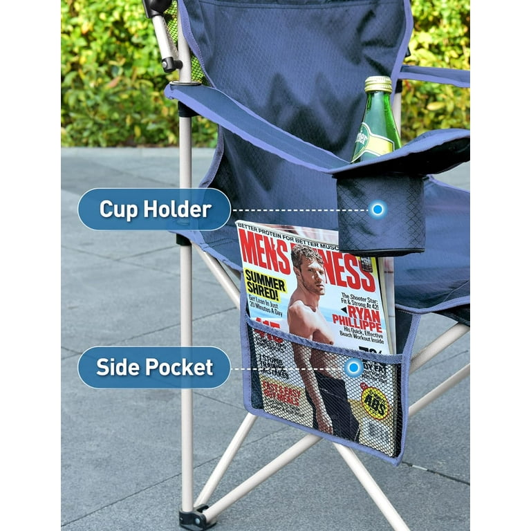 Canopy Beach Chair with Fan, Beach Chair with Canopy Shade, Cup Holder,  Side Pocket for Outdoors Sports, Beach, Camping, Tailgates, Fishing - Support  330 LBS 