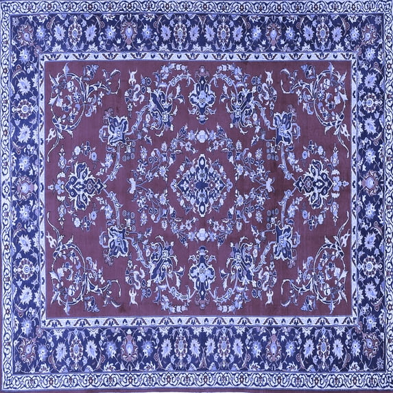 Ahgly Company Machine Washable Indoor Square Persian Blue Traditional Area Rugs, 6' Square