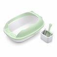 thumbnail image 2 of Small Cat Litter Box, 14"x12"x6" Open Top Cat Litter Box with High Side, Anti-Splashing Cats Litter Pan Semi-Enclosed, Easy to Clean, Includes Scoop _ #03 _ B _ Green, 2 of 6