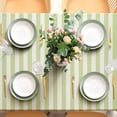 thumbnail image 4 of Scalloped Edge Green Striped Tablecloth Waterproof Fabric Tablecloth Rectangle Table Cover for Home Kitchen Table Decoration, 55 x 70 Inch, 4 of 14