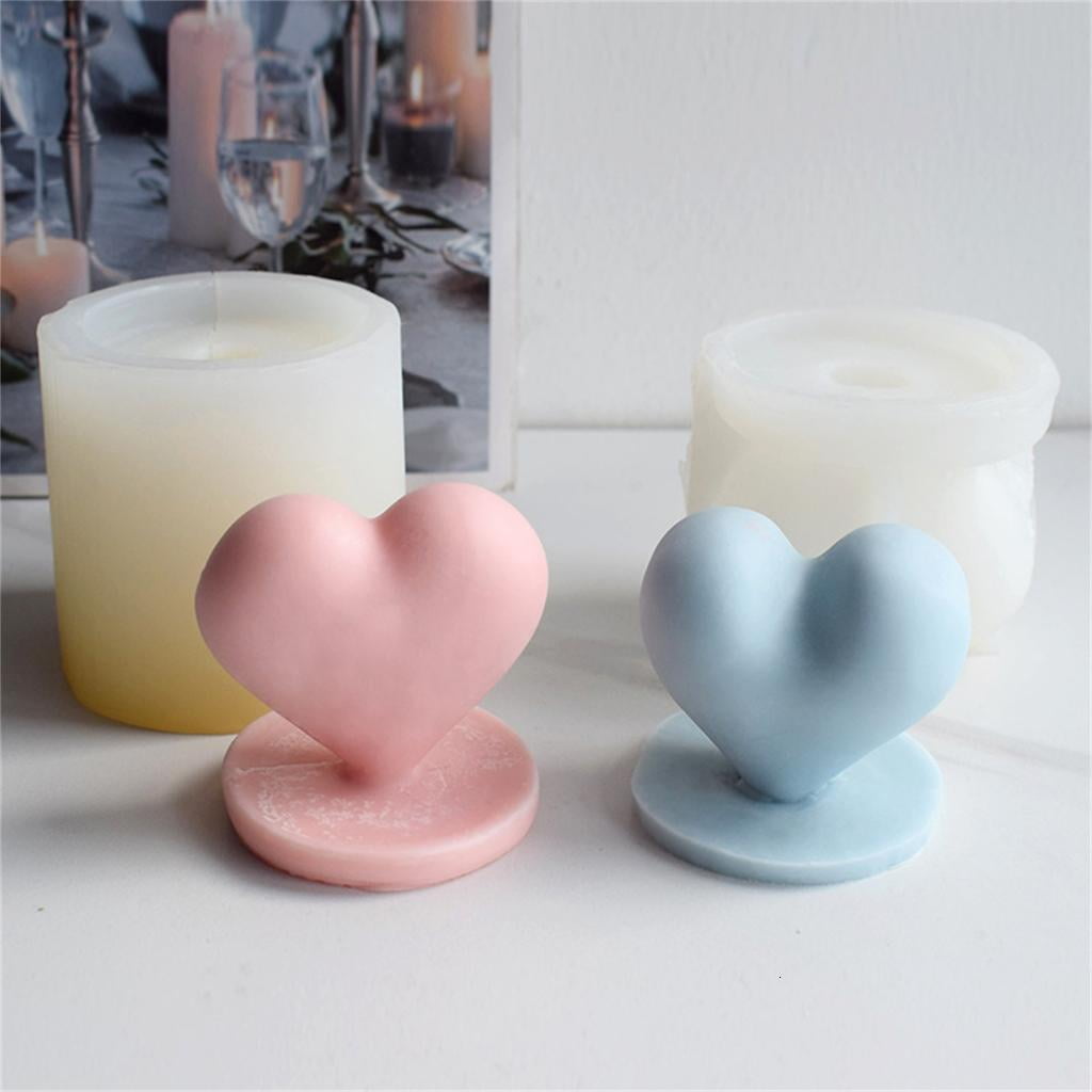 Love-Heart with Base Candle Molds Heart Shape Silicone Moulds Festivals Ornament