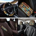 thumbnail image 4 of KUIFORTI Aztec Tribal Auto Seat Covers Set of 14 with Car Headrest Protectors Car Steering Wheel Cover Auto Center Console Pad Seat Belt Pads Comfortable for Cars SUV Sedans, 4 of 6