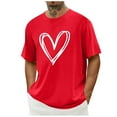 thumbnail image 1 of Tops para hombre, blusas y camisas de cuello redondo y manga corta para hombre. Camiseta/camisa informal de cuello redondo y manga corta con estampado de corazones para hombre. Tops de poliéster para, 1 of 5