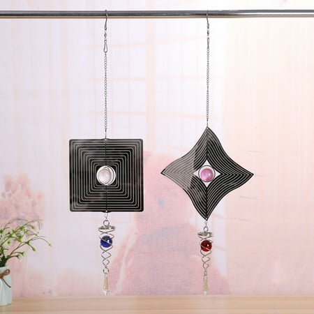 Electric Wind Chime 3D Reflective Metal Hanging Wind Spinner Wind Chime Garden Decor with Crystal Ball Electric Operated Motor ()