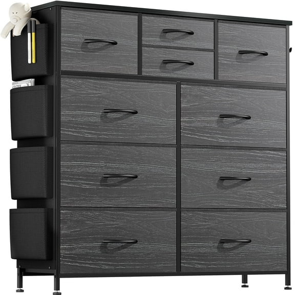 GIKPAL Fabric Dresser with Wood Top, Storage Tower for Bedroom & Closet, Black