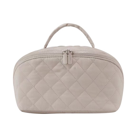 2026 New Petitionm Makeup Bag, 180° Wide Open Lay-Flat Large Capacity Portable Makeup Bag, Portable Water-Resistant Cosmetic Case Bags for Brushes, Toiletries