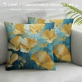 thumbnail image 3 of Chilfamy Throw Pillowcases Ginko Leaves in Gold And Turquoise with Marble Satin Square Throw Pillow Covers Plant Leaves Decorative Soft And Luxurious Cushion Cover Zippered for Home Bed Sofa, 3 of 5