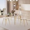 thumbnail image 4 of StnTalk 51" Minimalist Glass Dining Table, Modern Tempered Glass Top Kitchen Table with Gold Metal Legs, Space-Saving Desk for Small Spaces, Apartment & Home Office, 4 of 7