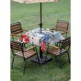 thumbnail image 3 of Outdoor Tablecloth with Umbrella Hole and Zipper, Blue Snowman Square Table Cloth 54x54 Inch Waterproof Tablecloth, Christmas Poinsettia Winter Snowflake Picnic Table Cover for Patio Camping, 3 of 7