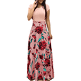 thumbnail image 1 of Uhndy Plus Size Women's Summer Print Stitching Flower Short Sleeve Long Banquet Dress Bodycon Dress Elegant Sexy Woman Super Long Dress Pink 2XL, 1 of 2