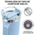 thumbnail image 3 of Termo De 40oz Con Asa Y Popote Acero Inoxidable Agua Cafe Kimhi Ideal Para Portavasos De Coche Vaso Térmico Para Agua Fria Y Caliente Color Azul, 3 of 7