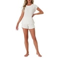 thumbnail image 2 of INSPIRAR CHIC Conjuntos de Pijamas de Mujer de Manga Corta con Pantalones Cortos de 2 Piezas Suaves de Cuello Redondo Ropa de Casa XS Blanca, 2 of 5