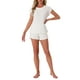 thumbnail image 2 of INSPIRAR CHIC Conjuntos de Pijamas de Mujer de Manga Corta con Pantalones Cortos 2 Piezas Suaves Cuello Redondo Ropa de Casa M Blanca, 2 of 5