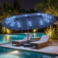 thumbnail image 2 of Gymax Parasol de Patio Double Face de 15 Pi avec 48 Lumières DEL Solaires, Base Incluse pour Piscine, Gris, 2 of 10