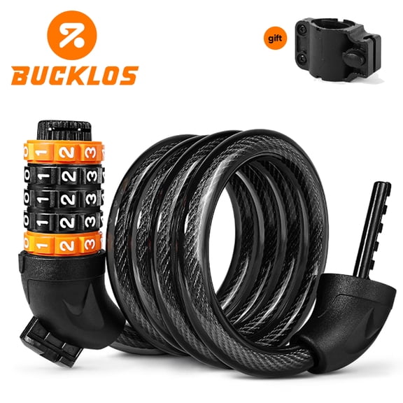 BUCKLOS 5-Digit Combination Bike Lock - 40.55" Heavy Duty Steel Cable Anti-Theft Lock with Mounting Bracket, Resettable Password for Bikes, Scooters, Motorcycles & Outdoor Use